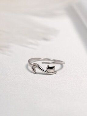 925 Silver Cat Ring, Silver Kitty Ring,High Quality Adjustable Cat Ring